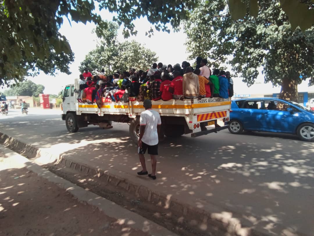 Truckloads of supporters arrive for the Odya Zake Alibe Mlandu party launch