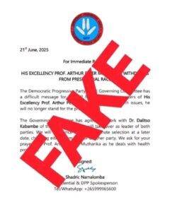 Namalomba dismisses “Fake” letter on Mutharika’s withdrawal, says APM still in the race IMG-20250701-WA0145