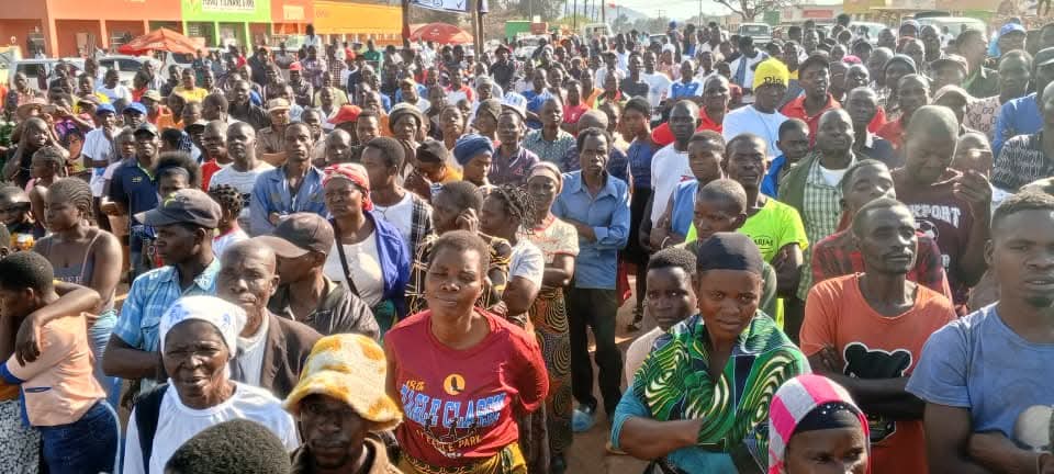 DPP supporters listening speech by Sameer Suleman at a political rally in Rumphi district