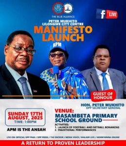 Mukhito set to launch blueprint manifesto for Lilongwe City Center Constituency IMG-20250816-WA0650