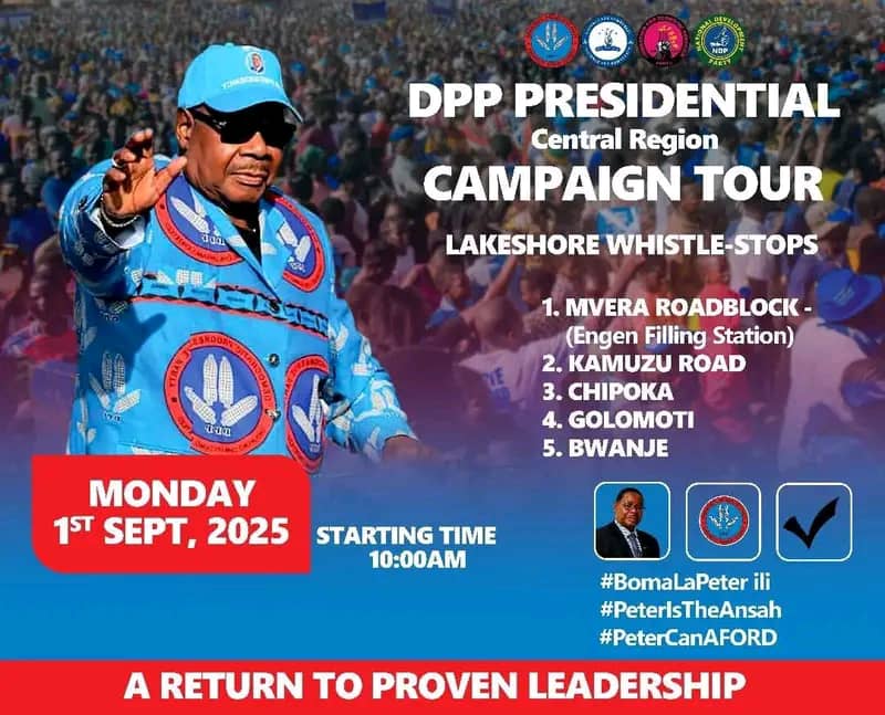 Poster of Arthur Peter Mutharika and DPP campaign tour