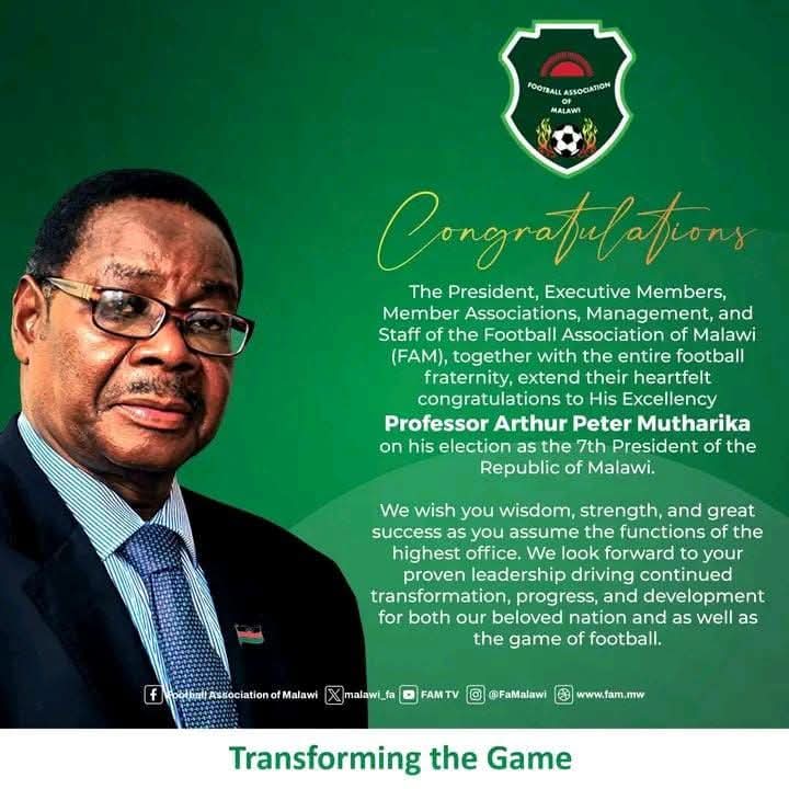 FAM congratulates Mutharika