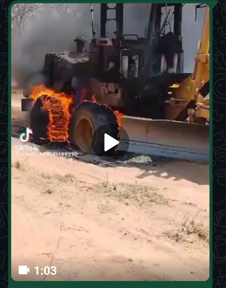 Grader burning at chatoloma in Kasungu