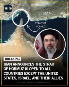 Iran Reopens Strait of Hormuz to Most Nations, Bars U.S., Israel and Allies FB_IMG_1773543249824