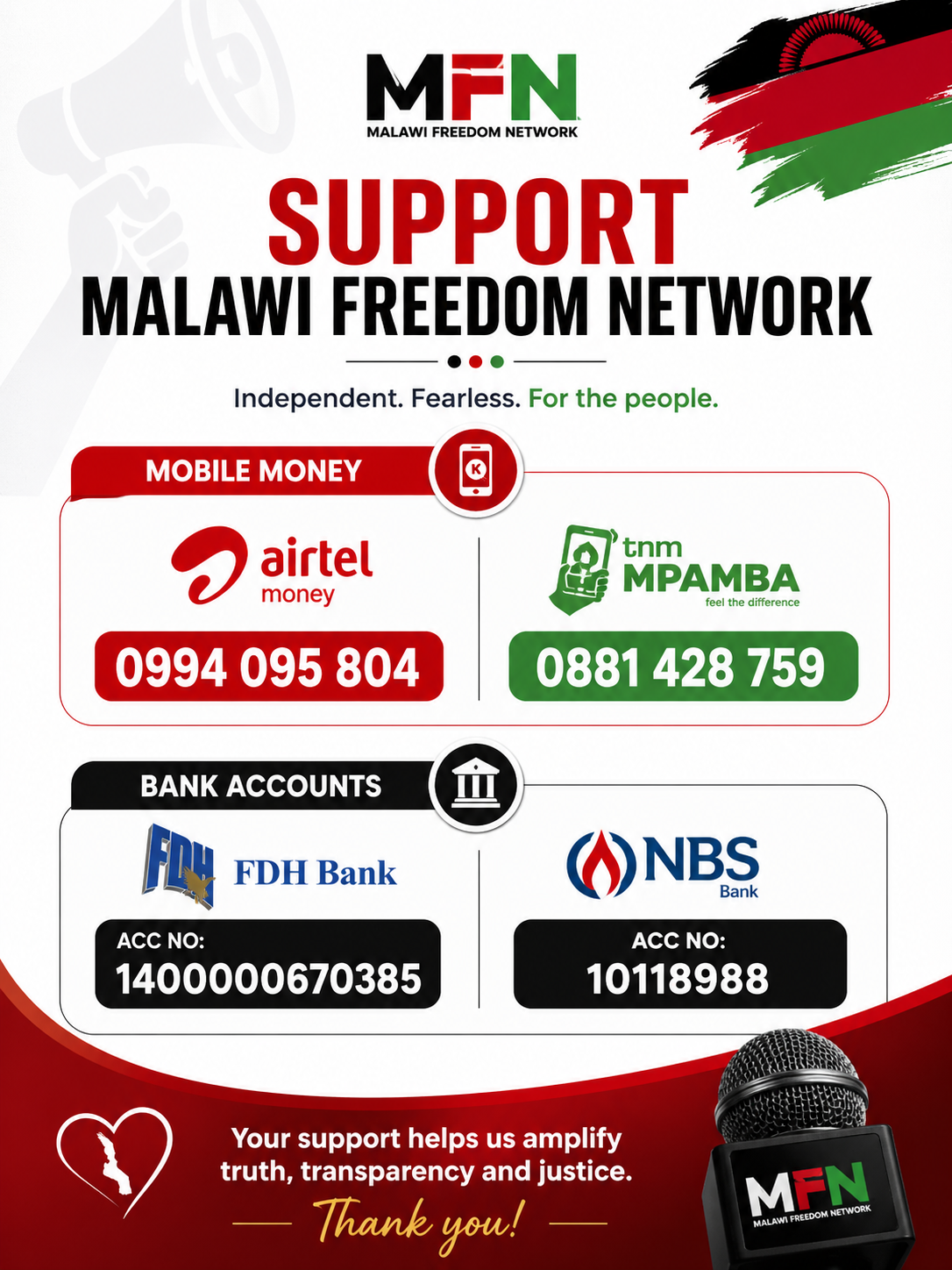 Support Malawi Freedom Network – Independent Online News Platform