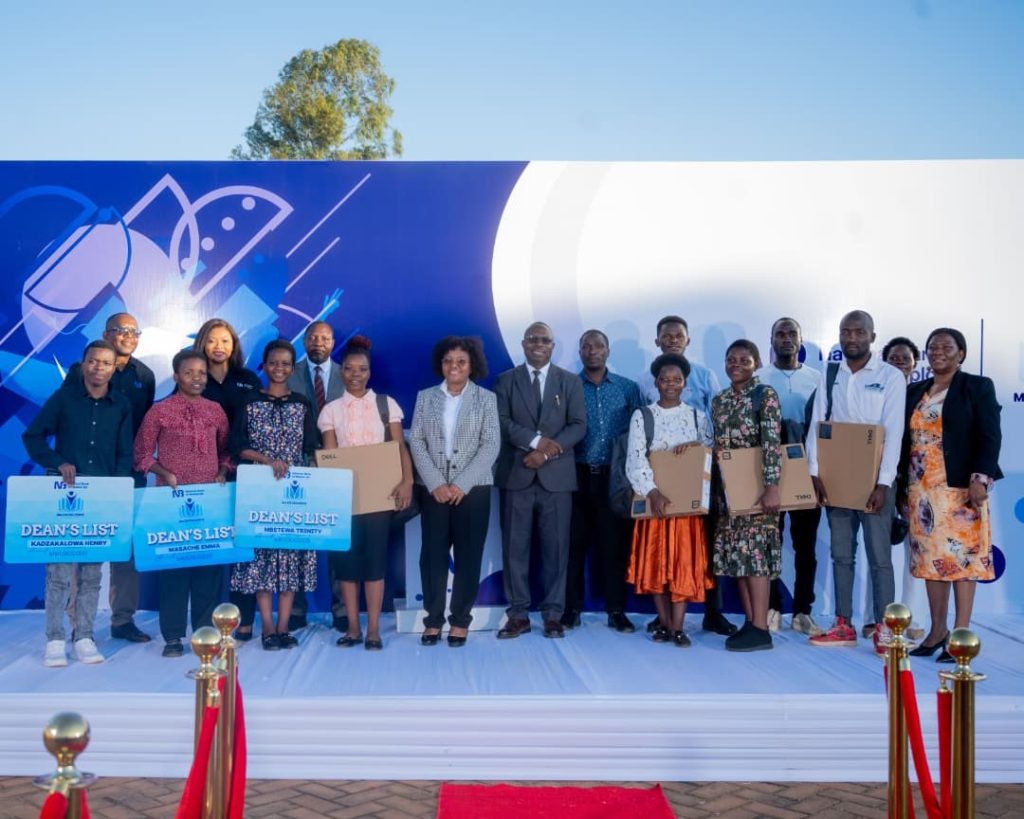 Beneficiaries of Mo excellence program at Mzuni posing for a picture with Mzuni and NBM management 002