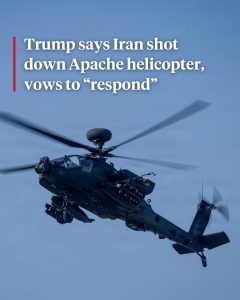 U.S. Vows Response After Iran Downs Apache Helicopter Near Strait of Hormuz