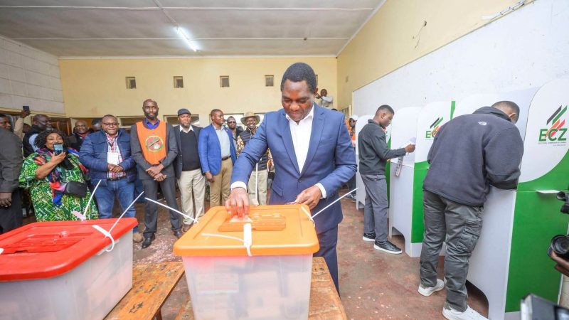 Hichilema Casts Ballot, Urges Zambians to Vote in Large Numbers