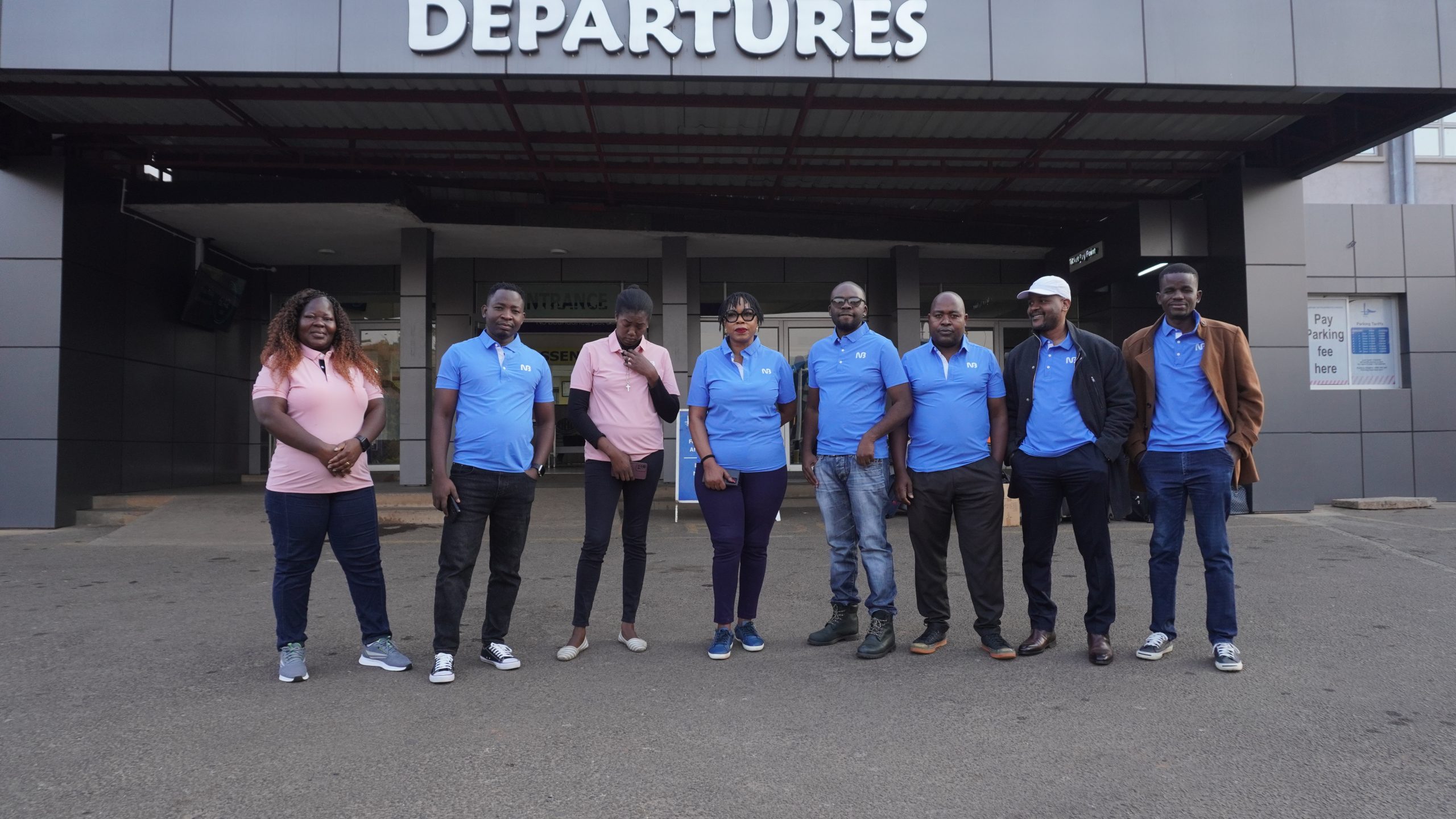 Off to Botswana The journalists before departure at Bakili Muluzi Airport in Blantyre Thursday morning scaled