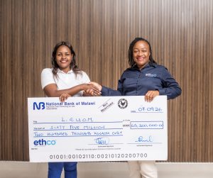 EthCo pumps K65.2 million into Ladies Interclub golf tourney 1 Chakaniza right hands over the dummy cheque to Sibale